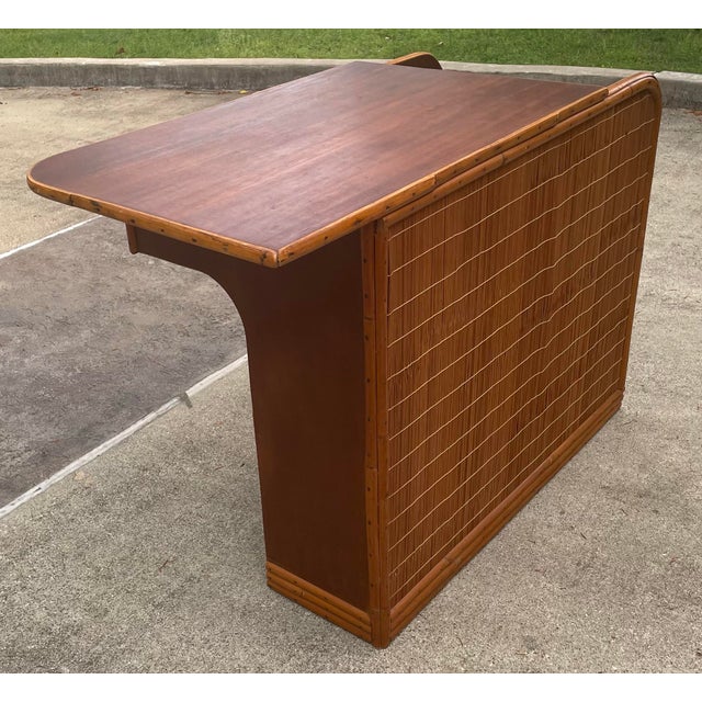 Vintage Rattan Raffia Back Desk in the Style of Paul Frankl For Sale - Image 10 of 11