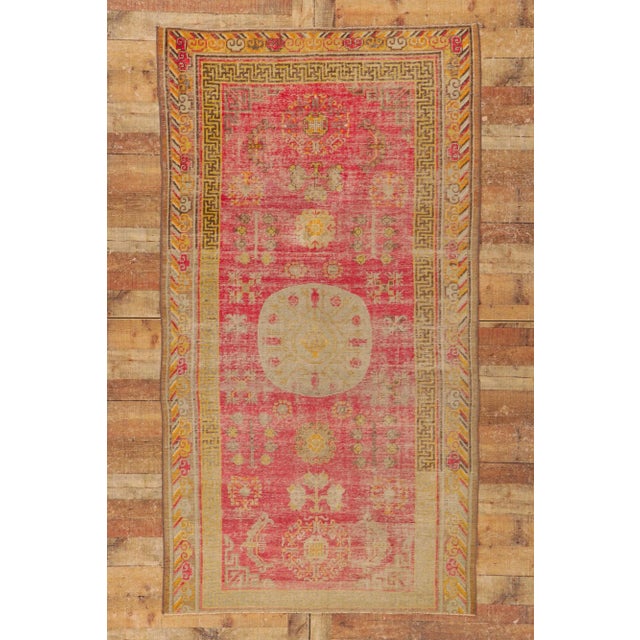 Red Distressed Vintage Turkish Khotan Rug - 04'08 X 08'06 For Sale - Image 8 of 8