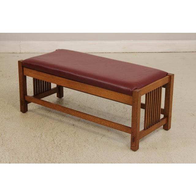 Arts & Crafts Stickley Mission Oak Arts & Crafts Long Bench For Sale - Image 3 of 12