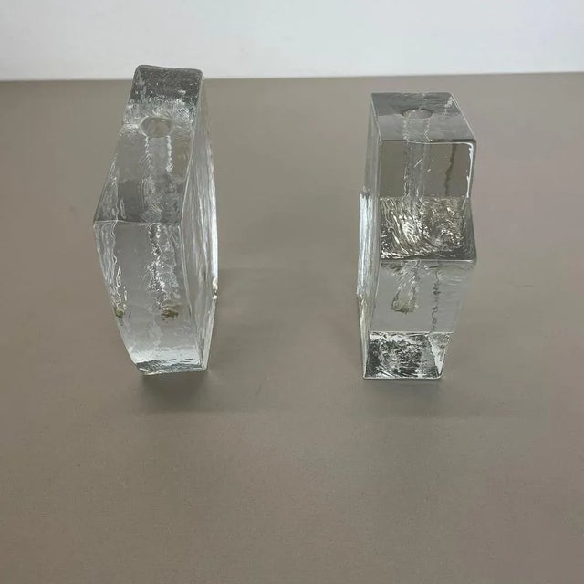 Brutalist German Rock Glass Vases attributed to Peill and Putzler, 1970s, Set of 2 For Sale - Image 12 of 18