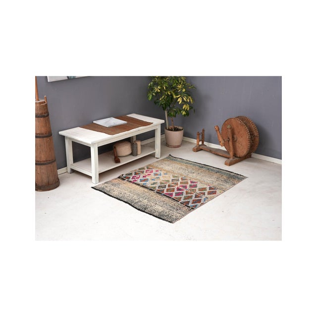 Vintage Small Decorative Kilim Rug - 3`7″ X 4`7″ For Sale In Los Angeles - Image 6 of 6