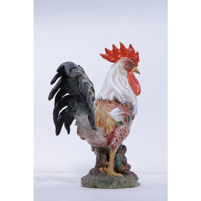 Vintage Pair of Corbet Italian Majolica Porcelain Roosters - Signed For Sale - Image 9 of 18