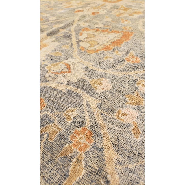 Antique Tabriz Carpet, Handmade Carpet, Light Blue, Soft Saffron and Ivory For Sale - Image 4 of 13