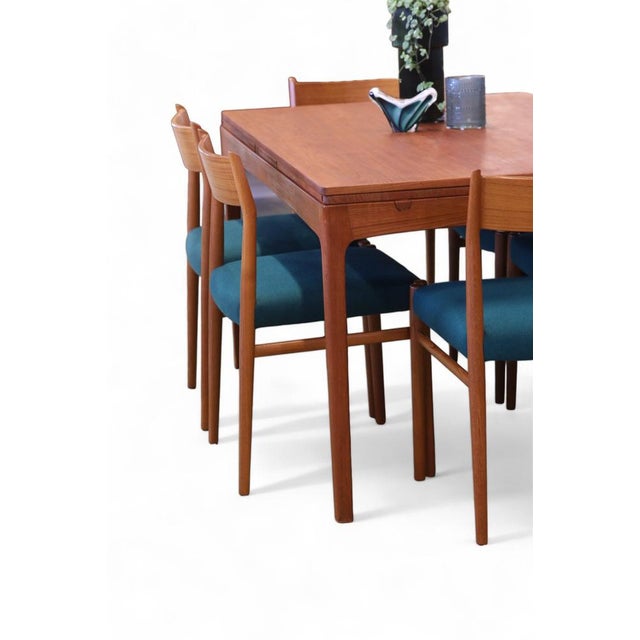 Dining Chairs Model 418 in Teak and Green Wool Upholstery by Arne Vodder for Sibast, 1960s, Set of 4 For Sale - Image 12 of 18