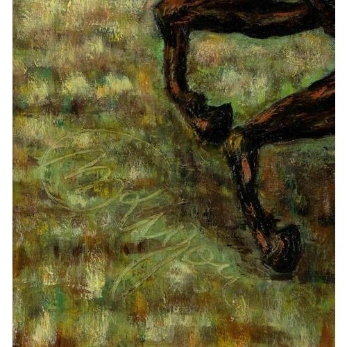 Horses an artwork realized by an unknown artist, in 1991. Oil on Canvas. Handsigned in the lower margin. Unreadable...