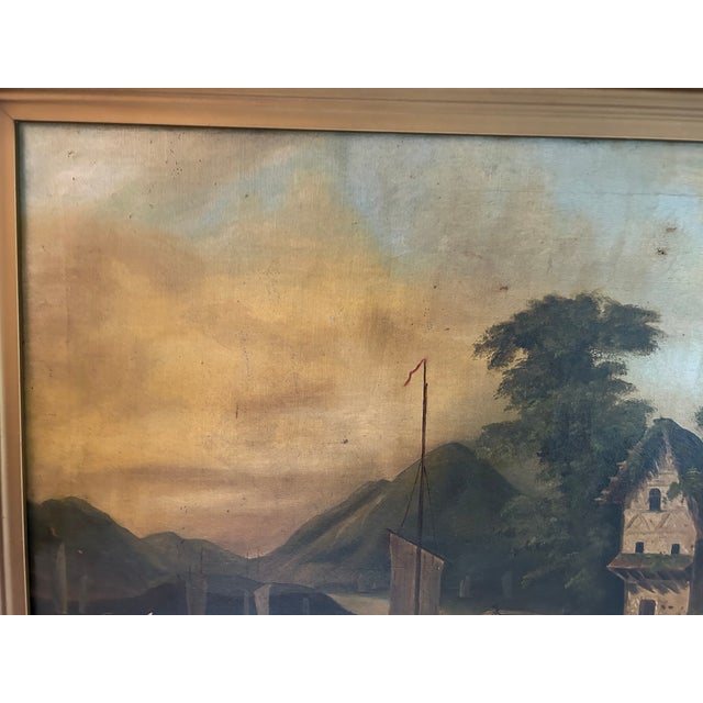 19th-Cen Continental European Romantic Style Landscape Oil Painting ...