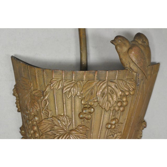 Antique French Art Nouveau Cast Metal Figural Umbrella Form Wall Pocket For Sale In Philadelphia - Image 6 of 16