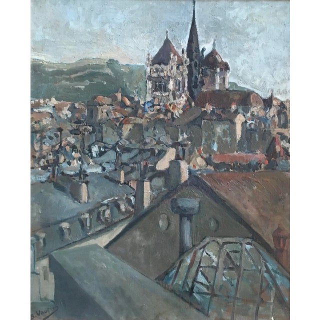 1910s Benjamin II Vautier, Cathédrale Saint Pierre, Haut de vieille ville Genève, 1917, Oil on Canvas, Framed For Sale - Image 5 of 5