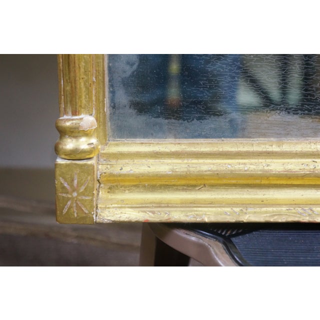 Antique Federal Regency Giltwood Trumeau Eglomise Reverse Painted Pier Mirror For Sale - Image 10 of 16