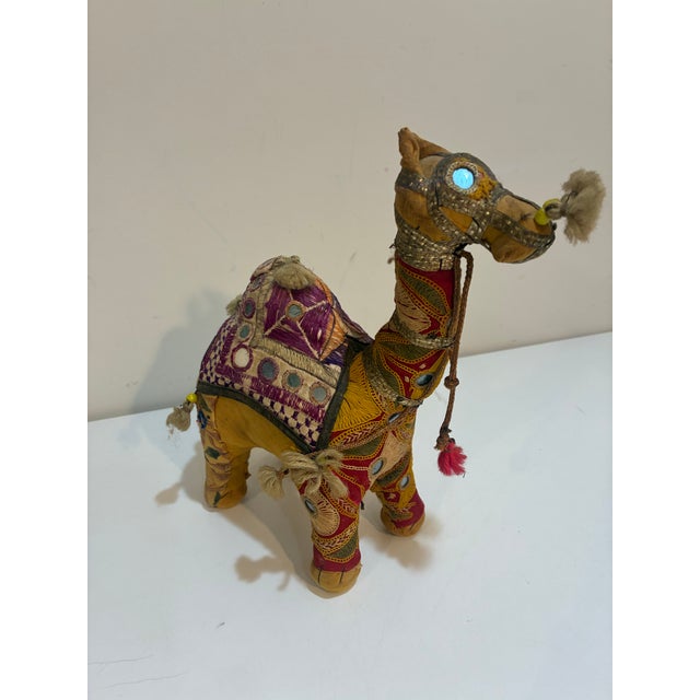 Mid-Century Indian Folk Art Elephant & Camel Pair | Handmade Shisha Embroidery | Rajasthan Textile Sculptures For Sale - Image 9 of 12