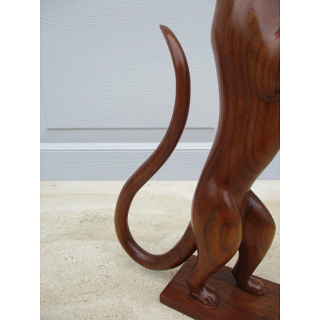 Brown Carved Wooden Weasel Signed A. Crowe & Attributed to Amanda Crowe For Sale - Image 8 of 12