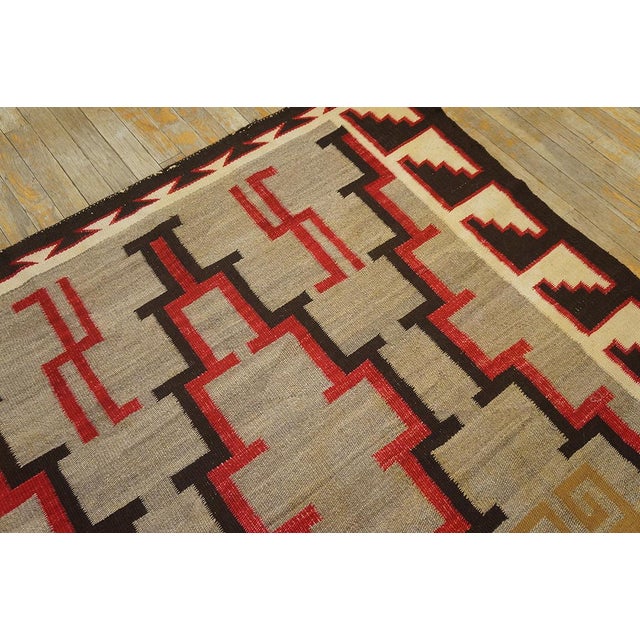 1920s Gray Geometric Tribal Antique American Navajo Rug 4' 9" X 8' 2" Flatweave Wool Carpet For Sale - Image 12 of 12