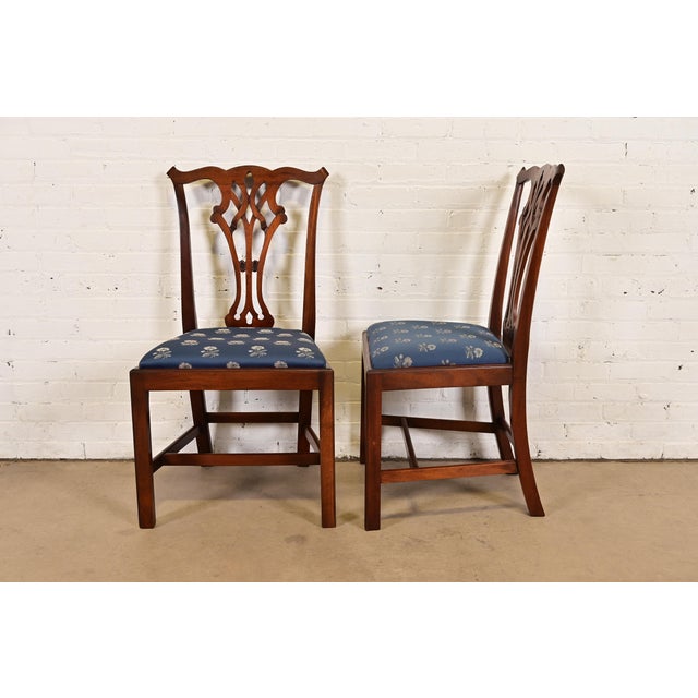 Baker Furniture Style Georgian Carved Mahogany Dining Chairs, Set of Six For Sale - Image 9 of 11