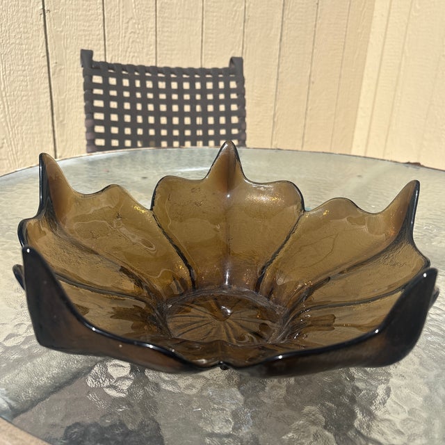 Brown Viking Lotus Bowl designed by Wayne Husted in the 1960's as part of the Epic Stockholm line. Wayne Husted was the...
