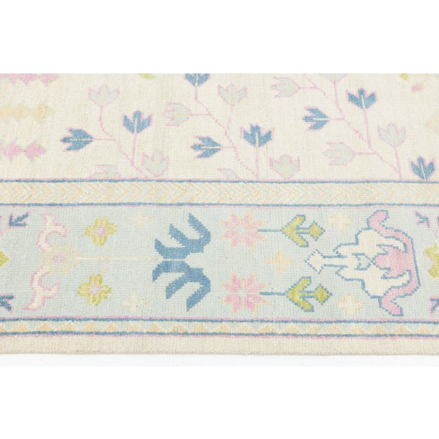 Turkish Inspired Modern Oushak Wool Rug With Minimalist Botanical Design 9x12 For Sale - Image 9 of 10