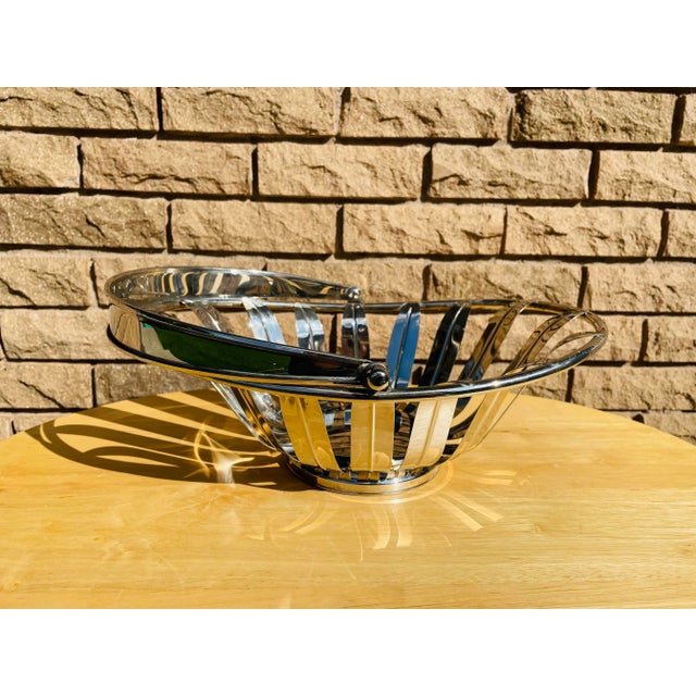 Silver Vintage Mid Century Modern Silver Plated Fruit Basket For Sale - Image 8 of 10