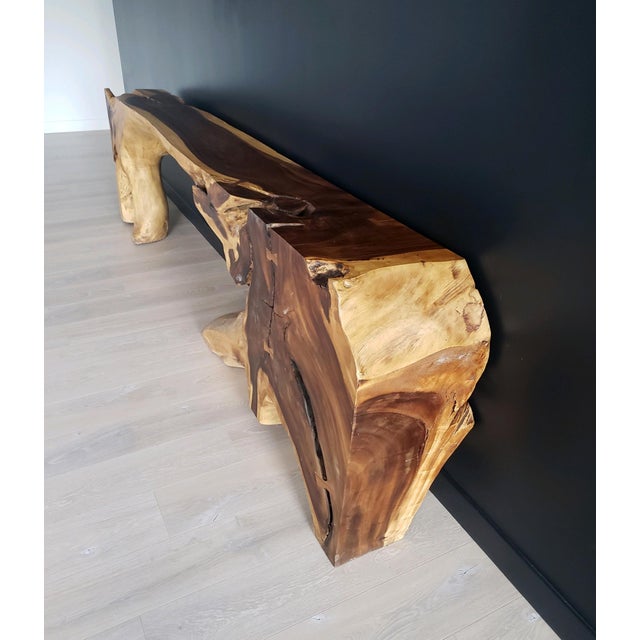 Wood Monumental Free Form Acacia Console Table in the Style of George Nakashima For Sale - Image 7 of 7