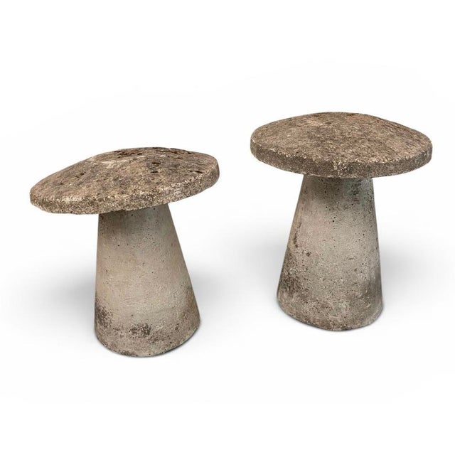 1990s Mid-20th Century English Style Cast Stone Mushroom Staddle Stones - Pair With Varied Heights For Sale - Image 5 of 11