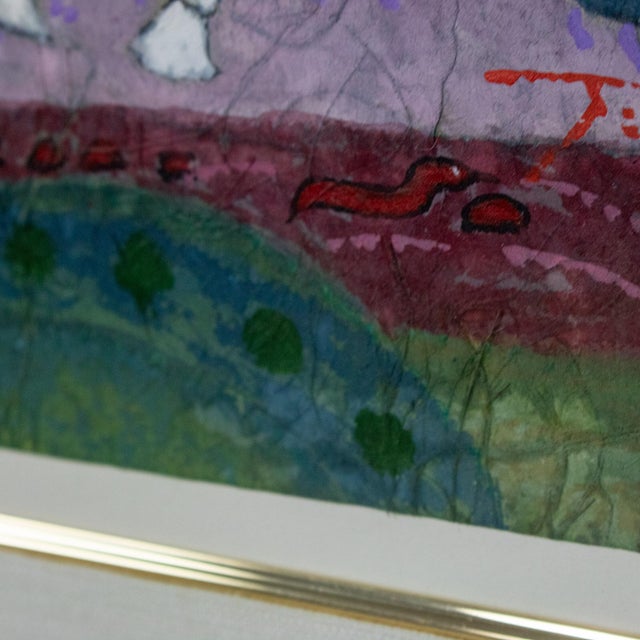 Late 20th Century Abstract Modern Watercolor Painting With Gold Frame Signed by John H Chen For Sale - Image 14 of 18