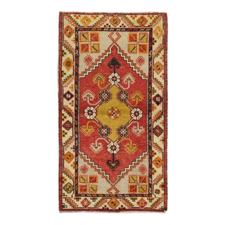 Vintage Turkish Oushak Hand Woven Area Rug 2ft 8in X 4ft 8in For Sale