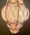 Italian Mid 20th Century Mid Century Modern Italian Mottled Pink Cased Glass Caged Pendant Light Lantern For Sale - Image 3 of 12