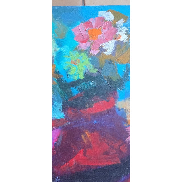 Robert dago (1926-2016) oil on canvas depicting a still life entitled "pitcher with flowers." a very colorful subject, as...