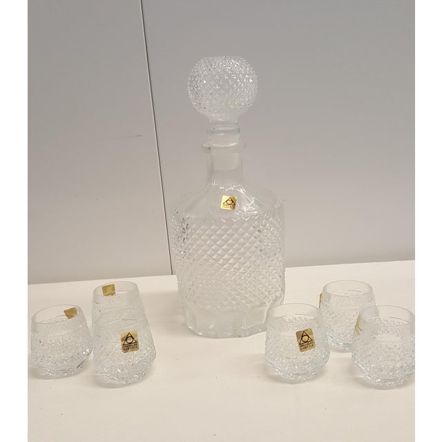 Oberglas Austrian Crystal Glass Decanter Set Bar Glassware Diamond Cut