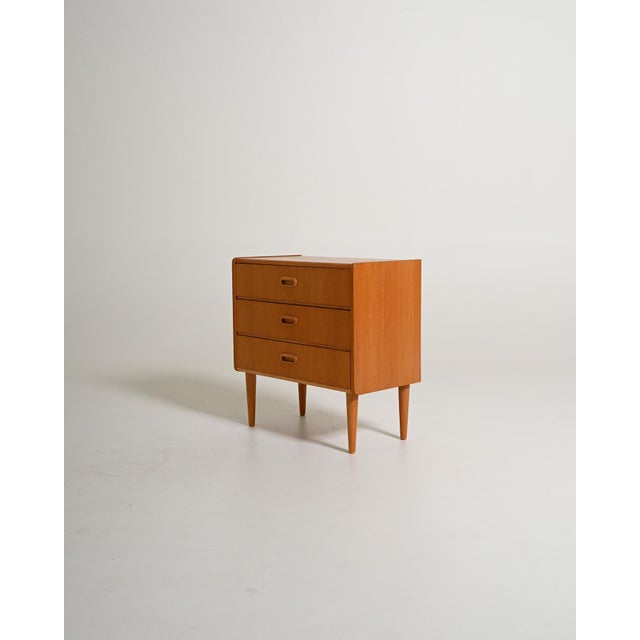 Scandinavian Bedside Table with Three Drawers, 1950s For Sale - Image 3 of 9