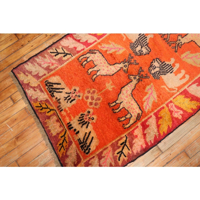 Orange Animal Vintage Tibetan Rug - 2'10" x 5'2" For Sale - Image 4 of 18