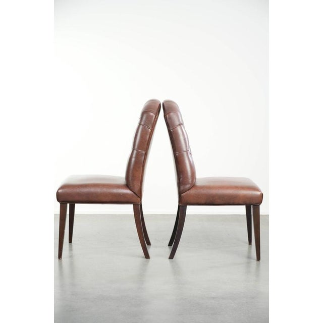 1990s Chesterfield Dining Chairs in Cowhide Leather, Set of 6 For Sale - Image 5 of 14