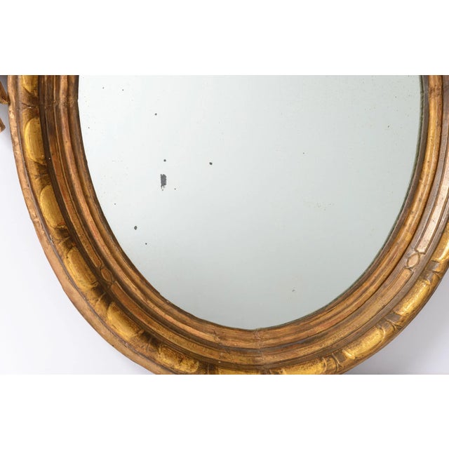 Pair French Louis XVI Carved Gilt-Wood Oval Wall Mirrors For Sale - Image 4 of 12