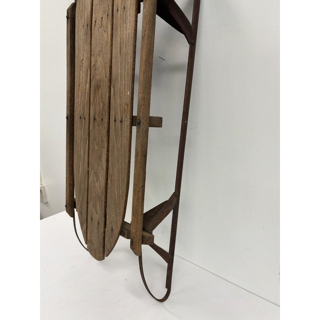 Vintage Wooden Flexible Flyer Style Sled For Sale - Image 13 of 16
