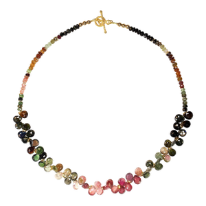 Ajd 18 Inch Multi Color Tourmaline Necklace With Goldy Accents