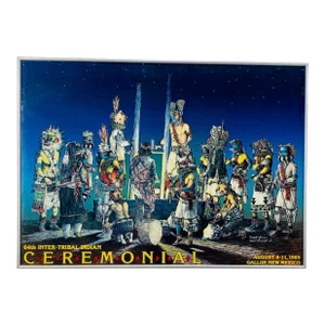 1986 Neil David, Sr. Gallup, New Mexico 64th Inter-Tribal Indian Ceremonial Poster Titled "A Night Dance"