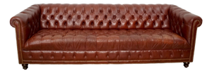 1970’s Hollywood Regency Tufted Leather Chesterfield Sofa