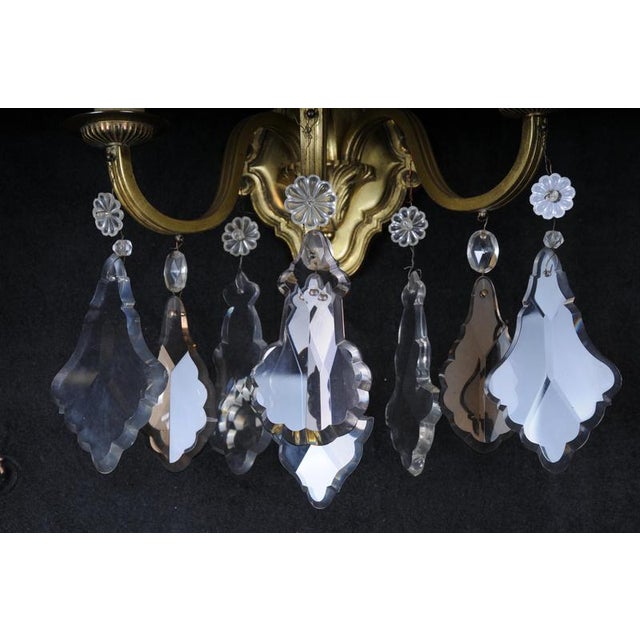Gold Vintage French Crystal Sconces, 1930s, Set of 2 For Sale - Image 8 of 14