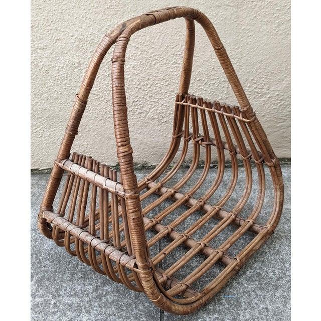 Vintage Coastal Boho Chic Magazine Log Holder Basket Chairish