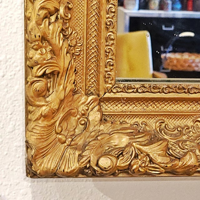 Gold Large Mirror in a Late Baroque/Rococo Style Gilt Frame For Sale - Image 8 of 11