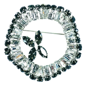 Vintage 'Black Diamond' Crystal Brooch 1950s