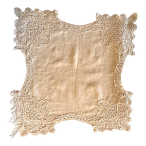 Antique Battenburg Lace Square Doily Farmhouse Traditional Victorian Edwardian Ecru