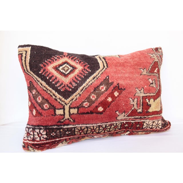 Red Turkish Hand Knotted Rug Cushion For Sale - Image 8 of 9