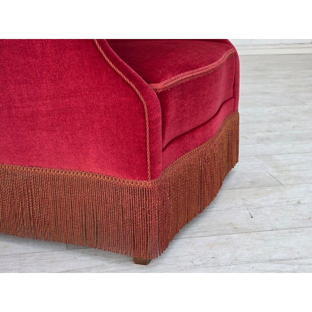 Danish Armchair in Velour with Ash Legs, 1960s For Sale - Image 4 of 18