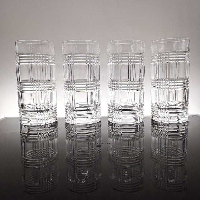 Ralph Lauren 1990s Ralph Lauren Glen Plaid Crystal Highball Glasses - Set of 4 For Sale - Image 4 of 9