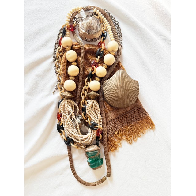 Vintage 1970s Bohemian Long Ivory Beaded Statement Necklace For Sale - Image 12 of 13