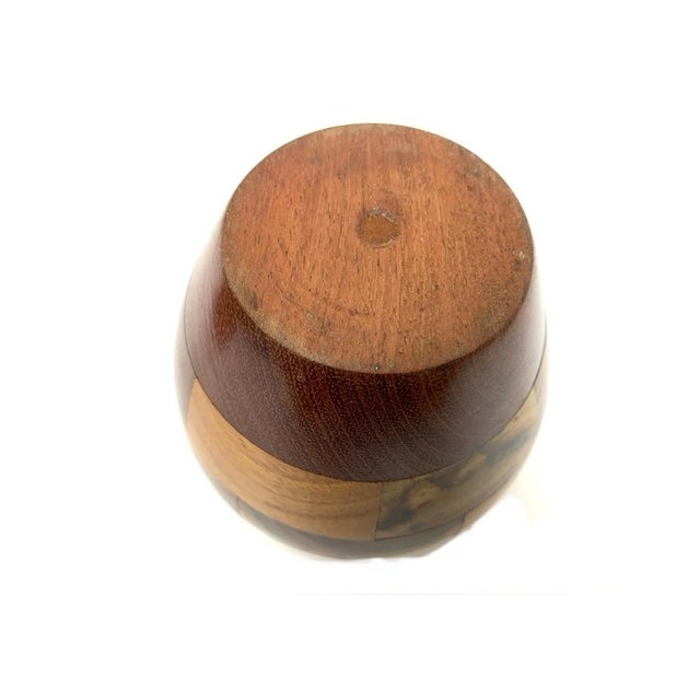 Set of 2, 1960s Hand Crafted Mixed Wood Apple and Pear Lidded Jars For Sale - Image 10 of 12