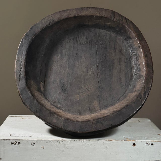 Antique Hand Carved Folk Art African Patinated Tray/Brutalist For Sale - Image 4 of 12
