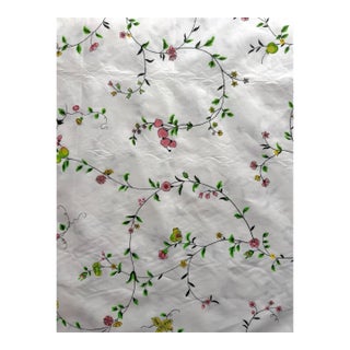 Vintage Schumacher “Noailles” Floral Screen-Printed Cotton Fabric – 3 Yards For Sale