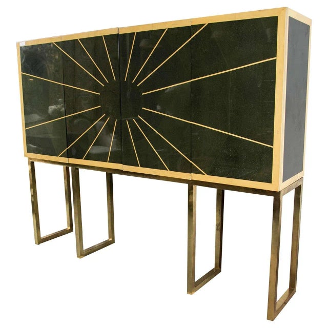 Karl Springer Style Cabinet on Bronze Stand For Sale