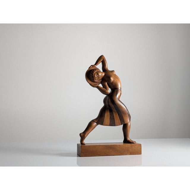 Jens Jacob Bregnø, Art Deco Carved Sculpture, 1900s, Wood For Sale - Image 4 of 12