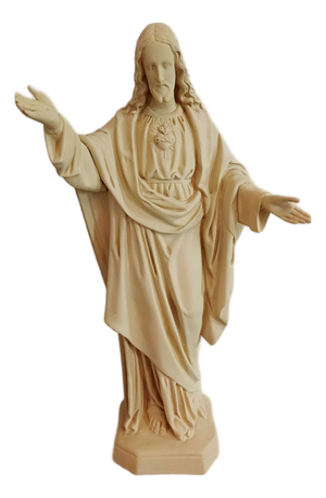 Large French Plaster Sacred Heart of Jesus Statue, 20th Century